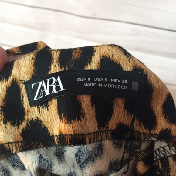 Zara Cheetah Print Spaghetti Strap Dress Zippered Back Size Small - Picture 10 of 10